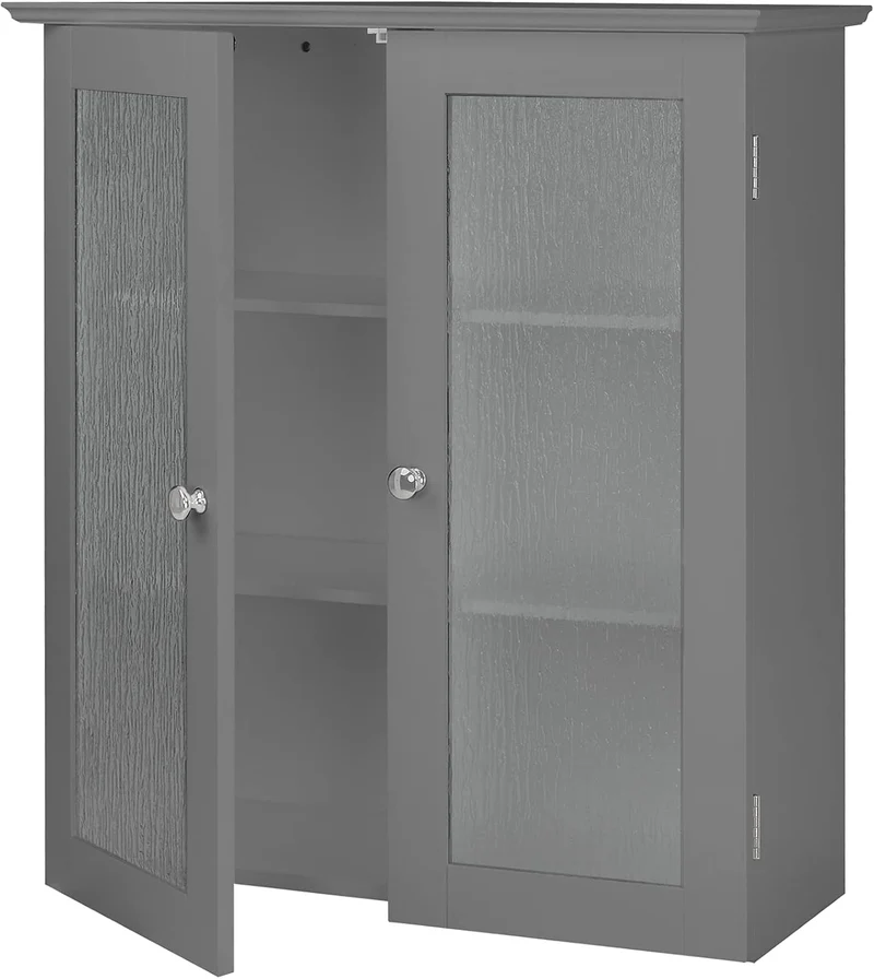 Teamson Home Badezimmer Connor Wandschrank Mit 2 Glastüren Grau EHF-581G