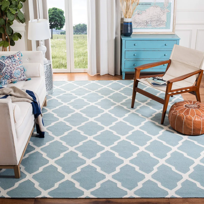 SAFAVIEH Zeitgenössische Teppich für Wohnzimmer, Esszimmer, Schlafzimmer - Dhurrie Collection, Kurze