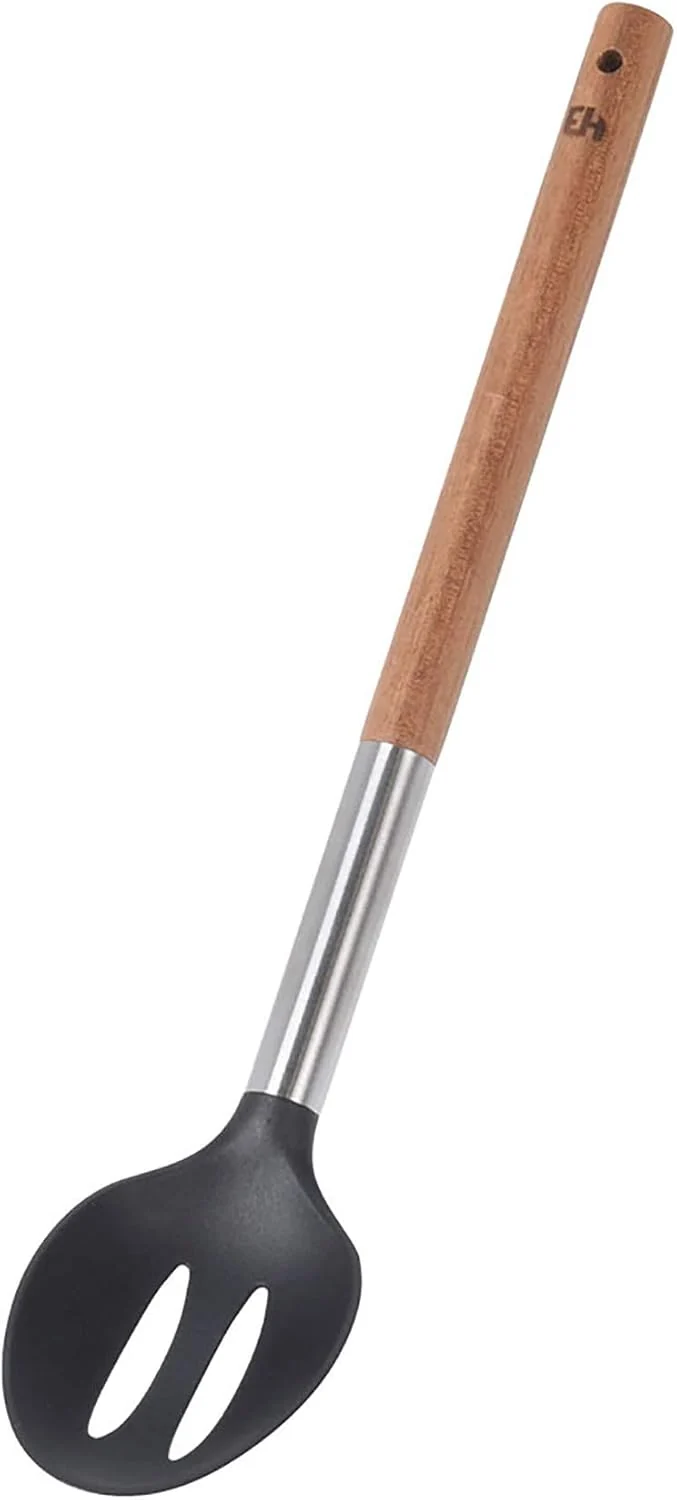 MIJOMA 7-TLG Kochlöffel-Set mit Halter, Griffe aus Akazienholz, Länge 30cm, Küchenutensilien, Back-L