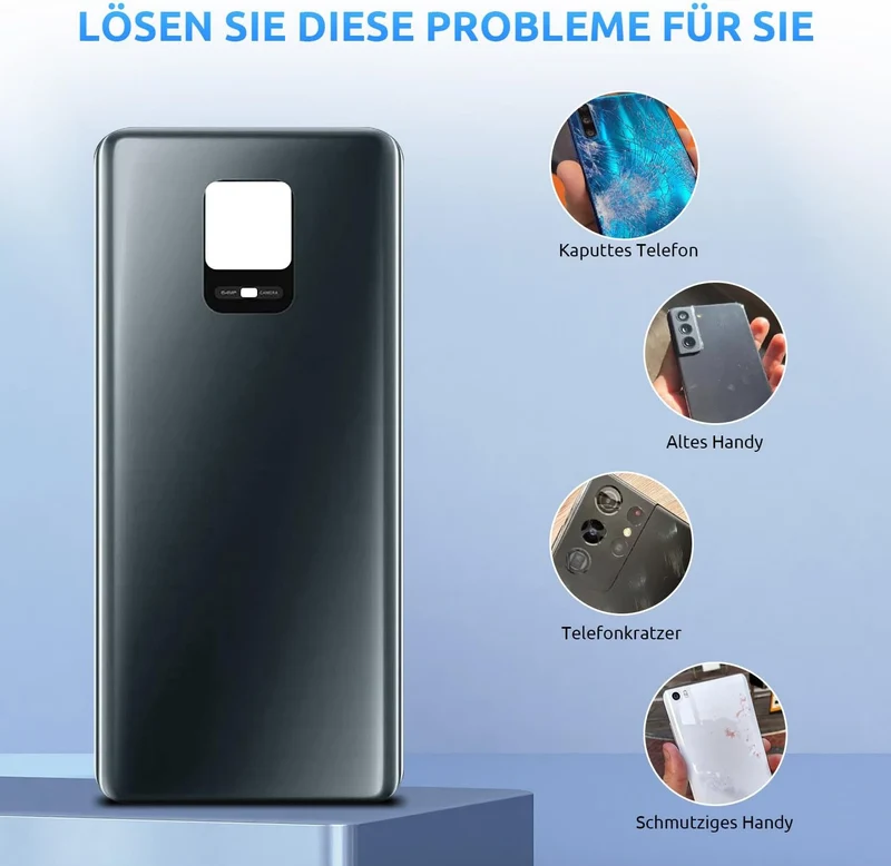 Eonpam Akkudeckel für Xiaomi Redmi Note 9 Pro Rückseite Glas Original Backcover Back Glas Ersatz mit