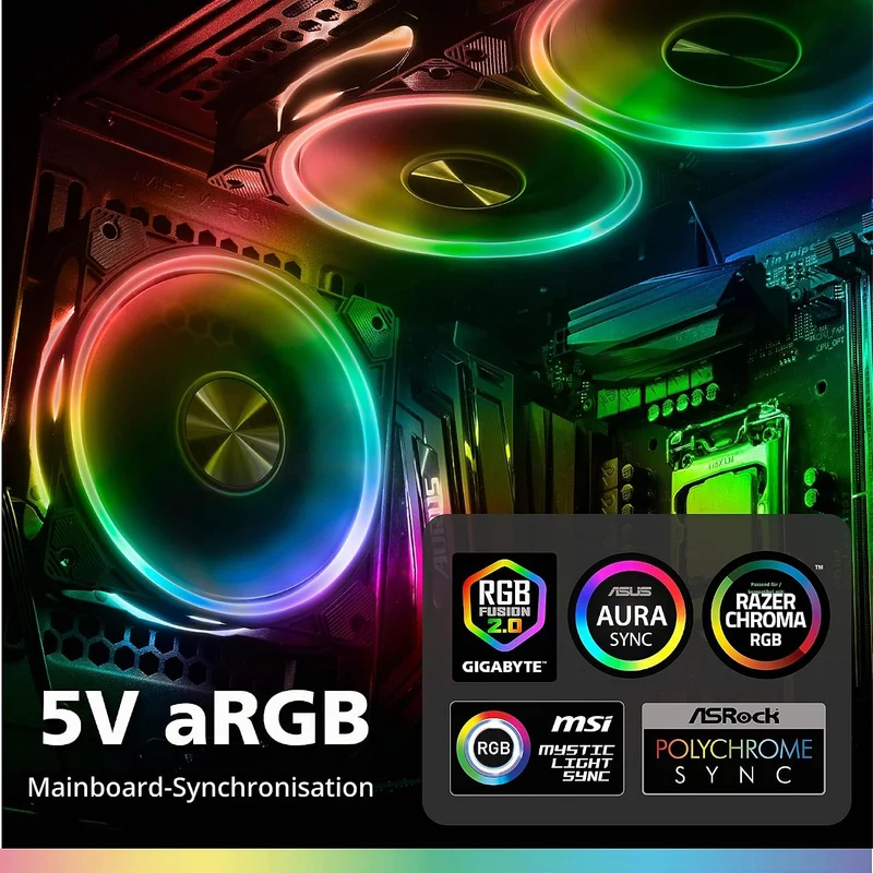 Akasa SOHO AR, 120mm Adressierbarer RGB Gehäuselüfter, PWM Lüfter, mit PWM Splitter Hub und 1 zu 3 A