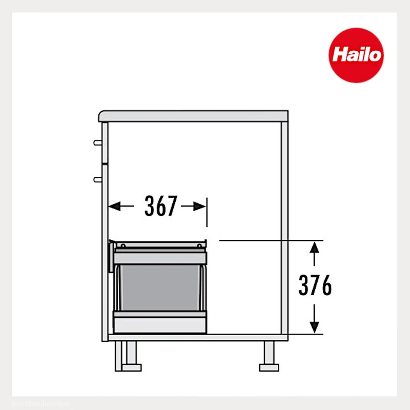 Hailo Abfallsammler 3644801 | 30 Liter Raumspar Tandem Einbau-Mülleimer | 2 fach Trennung zur Montag