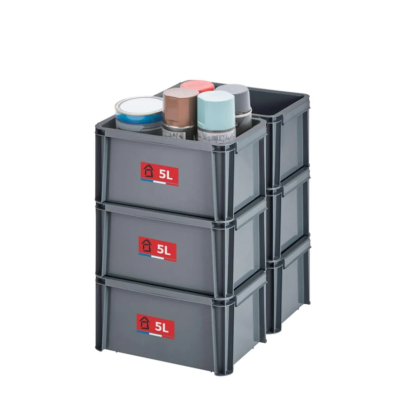 Sundis 6er set MASTER BOX, 5L - Modular und stapelbar - Anthrazitgrau SET 6X5L, SET 6X5L