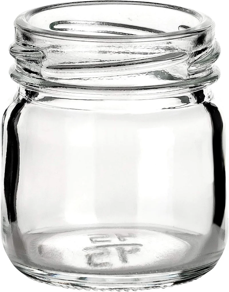 gouveo 48er Set Einmachgläser 40 ml Mini mit Schraub-Deckel silberfarben - Mini Vorratsgläser mit Dr