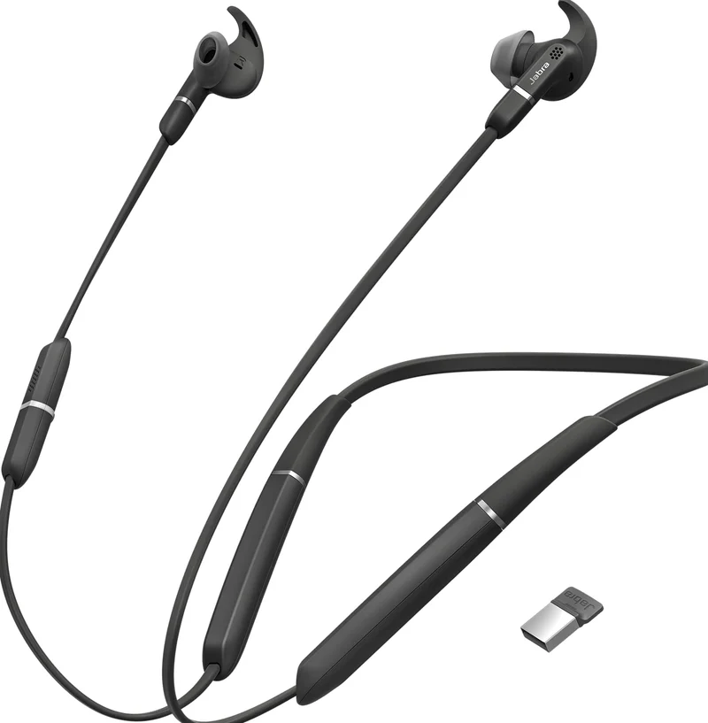 Jabra Evolve 65e In-Ear Headphones – Unified Communications Optimised Active Noise Cancelling Blueto