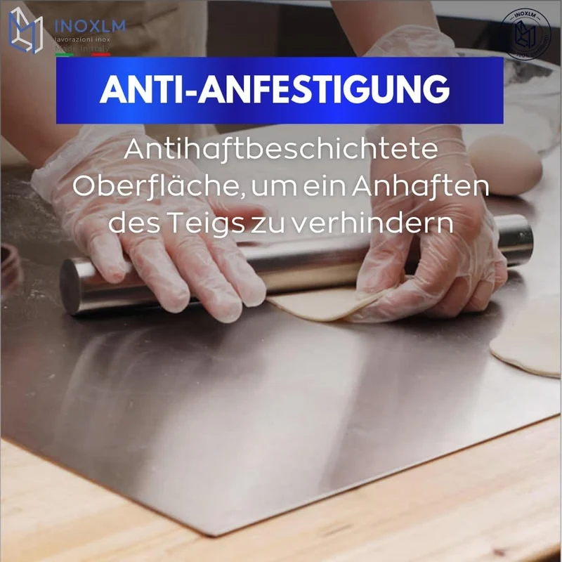 INOXLM Schneidebrett Edelstahl zum Kneten, Edelstahl Arbeitsplatte aus verschiedene Grössen, für Küc