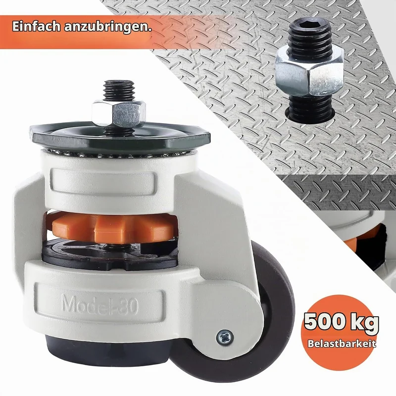 Homtone Schwerlastrollen 50mm 4er Set 2000kg Industrie Möbel Lenkrollen Vorbaumontage 500kg per pcs,