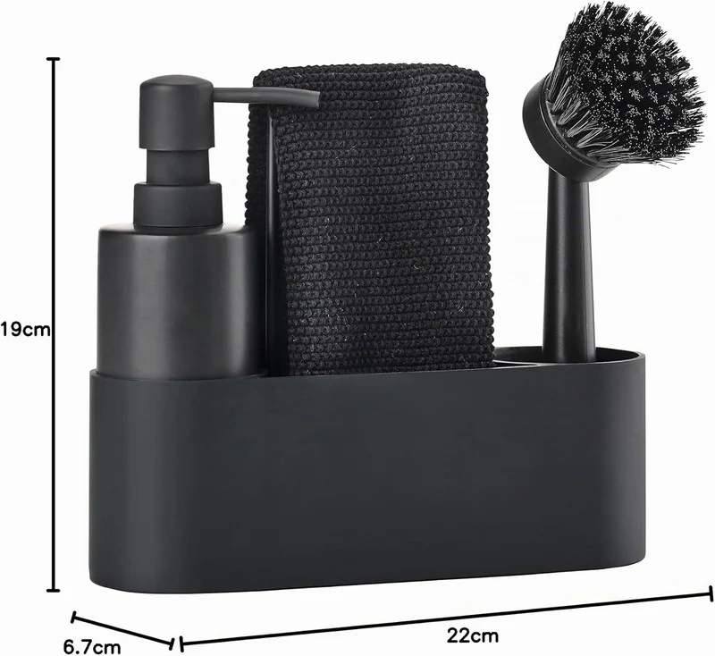 Zone Singles Dishwashing Set 22 x 6,7 x 19 cm 4 DELE Black 22cm Schwarz, 22cm Schwarz