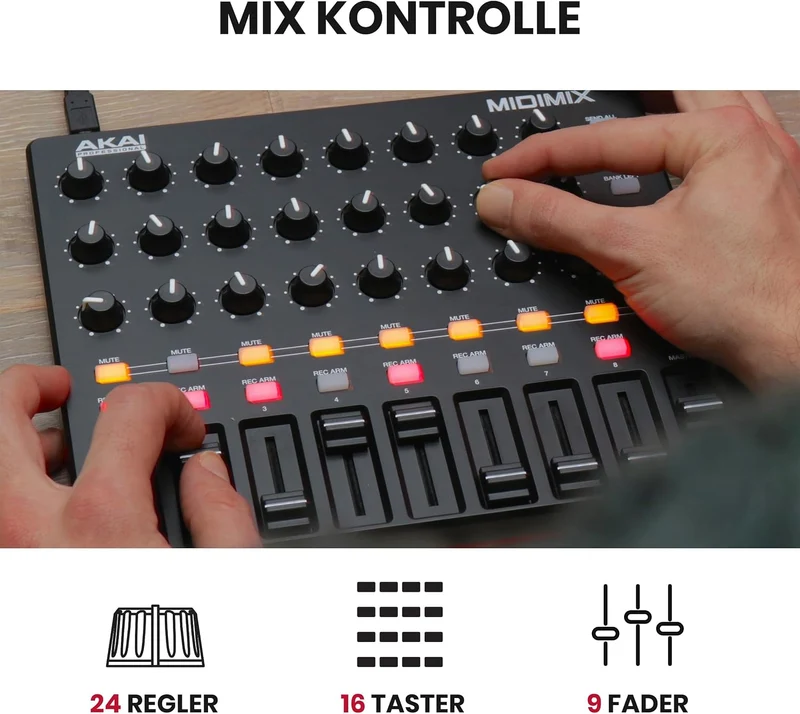 AKAI Professional Midimix - Voll zuweisbarer, portabler MIDI Mixer & DAW Controller Single, Single