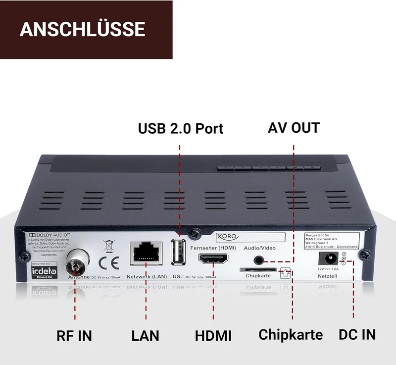 DVB-C/DVB-T2 FullHD Receiver XORO HRT 8770 TWIN, Digitales Kabelfernsehen, Freenet TV Entschlüsselun