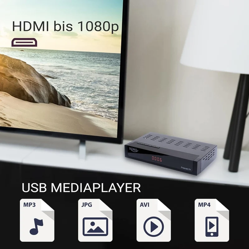 DVB-C/DVB-T2 FullHD Receiver XORO HRT 8770 TWIN, Digitales Kabelfernsehen, Freenet TV Entschlüsselun
