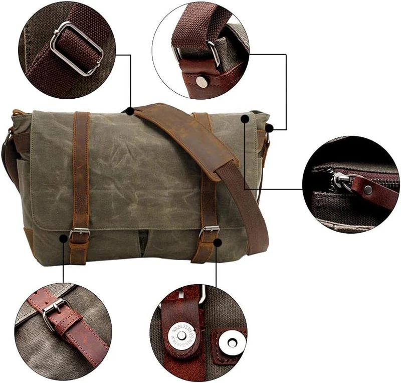 Neuleben Wasserdicht Kameratasche für DSLR Umhängetasche Vintage Gross Fototasche Canvas Leder Camer