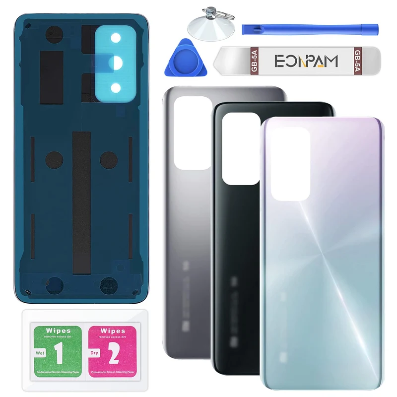 Eonpam Akkudeckel für Xiaomi Mi 10T / Mi 10T Pro Rückseite Glas Original Backcover Back Glas Ersatz