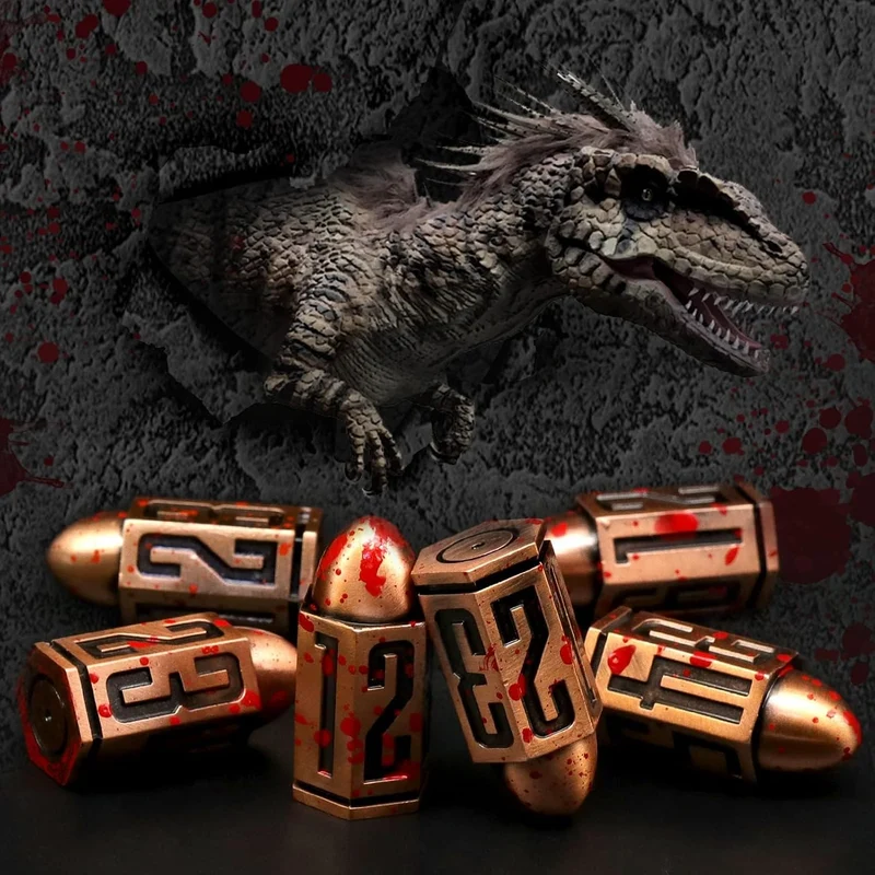 DND Würfel Set for Dungeons and Dragons, Bullet W6 Würfel(Bullet-Copper) 6bullet-red Copper, 6bullet