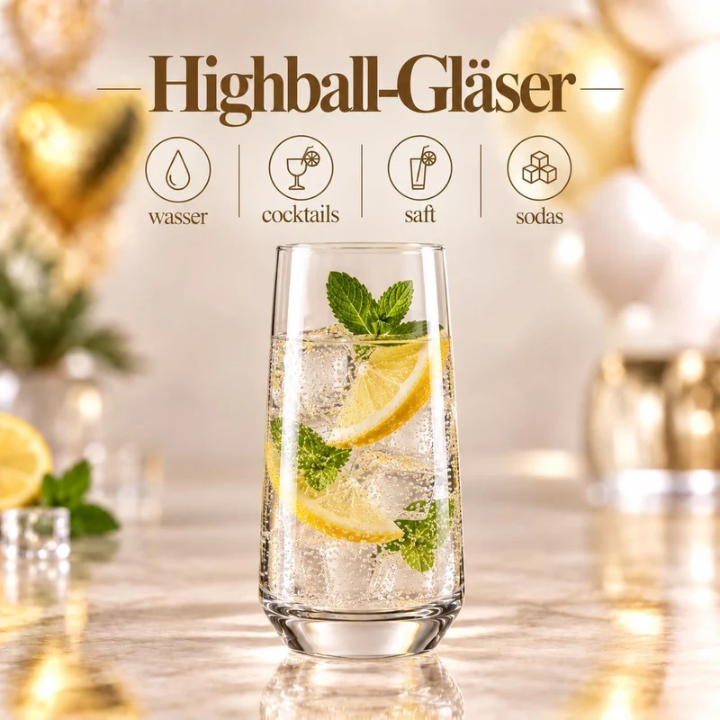 KIAPPO Set mit 12 Gläsern Avant-Grande mit Fassungsvermögen 540 ml hohe Gläser für Wasser und kalte