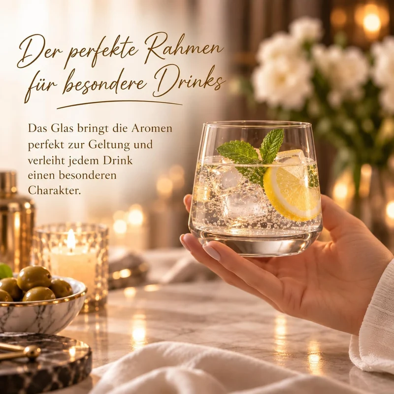 KIAPPO Set mit 12 Gläsern mit Fassungsvermögen 400 ml für Wasser und kalte Getränke modernes und min