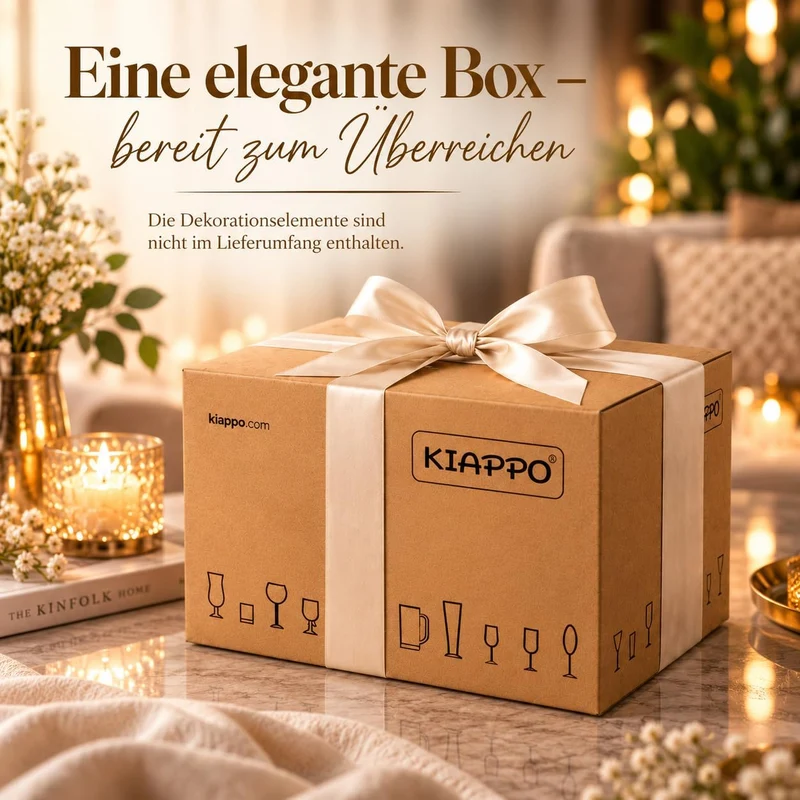KIAPPO Longdrinkgläser | Set mit 6 Gläsern Avant-Garde Trinkgläser | modernes minimalistisches Desig