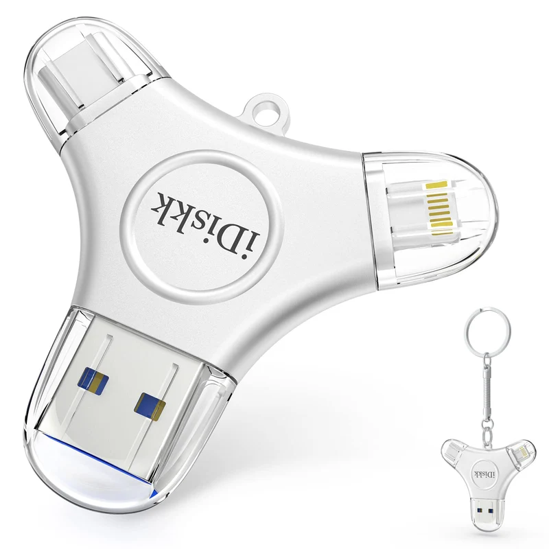 iDiskk Fotostick für iPhone/iPad, 3-in-1 USB-C 128 GB iPhone-Speicherstick mit MFi-Zertifizierung, i