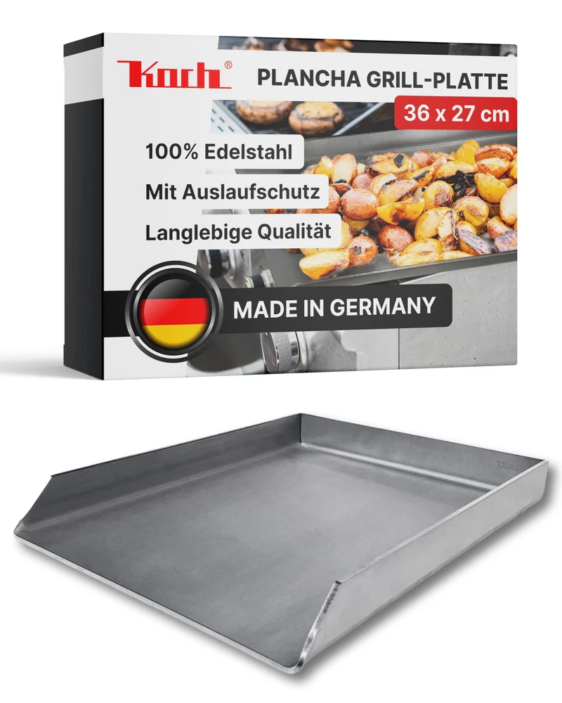 KOCH #37 PLANCHA 36 x 27 x 4cm Höhe 40mm - Grillpfanne Grillplatte Burger- Steakplatte made in Germa