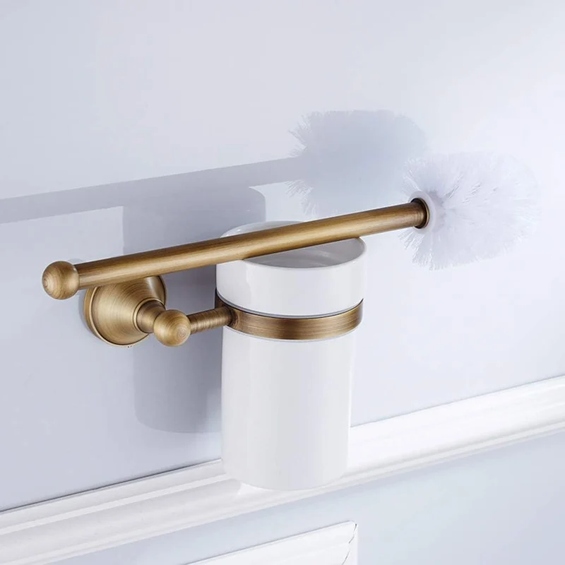 Leikance WC-Bürstenhalter, europäischer Stil, Antik-Bronze, Wandmontage, Messing, Badezimmer-Zubehör