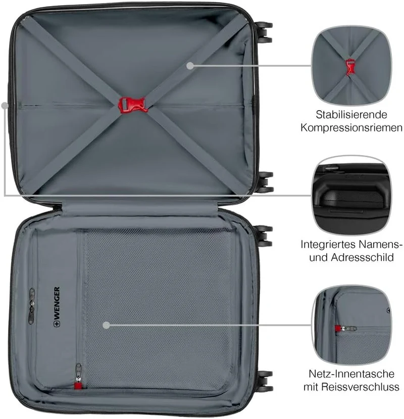 WENGER Prymo Carry-On Hartschalenkoffer, Handgepäck, Trolley, 36 (43) l, Sicherheitsschloss, Damen H