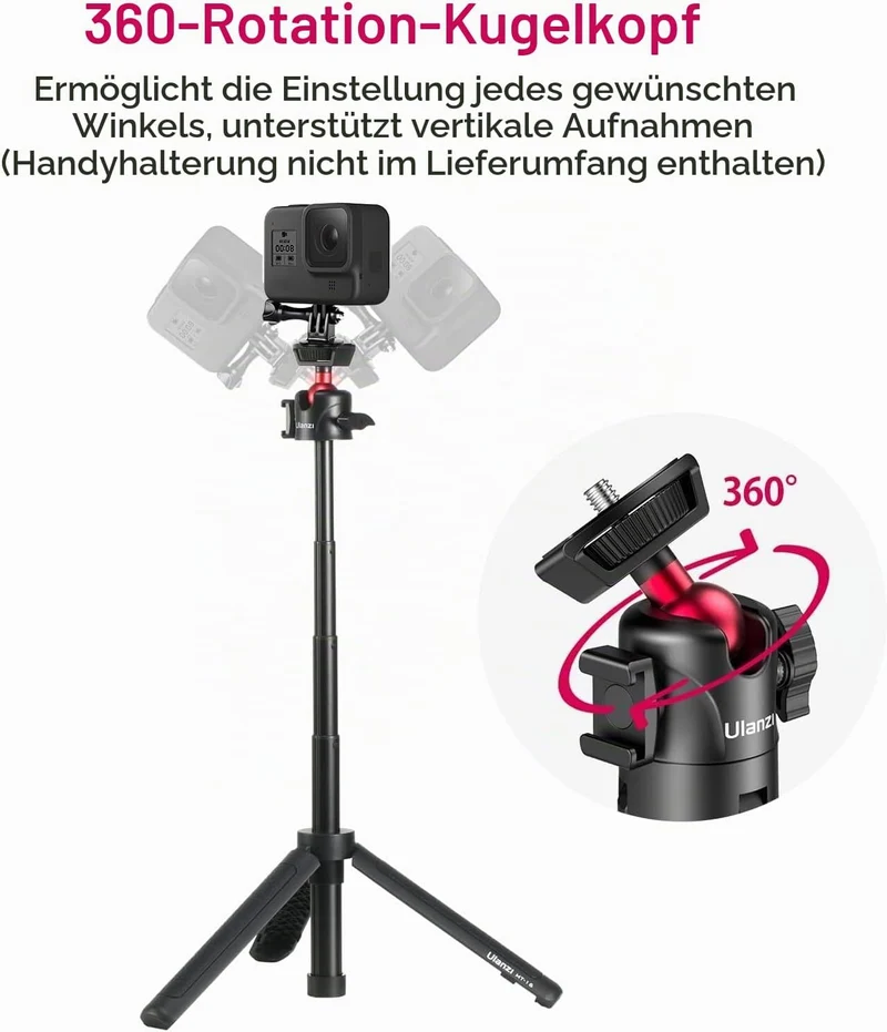 ULANZI MT-16 Stativ & Selfie Stick für Kamera und Smartphone - ausziehbares Tischstativ Halterung mi