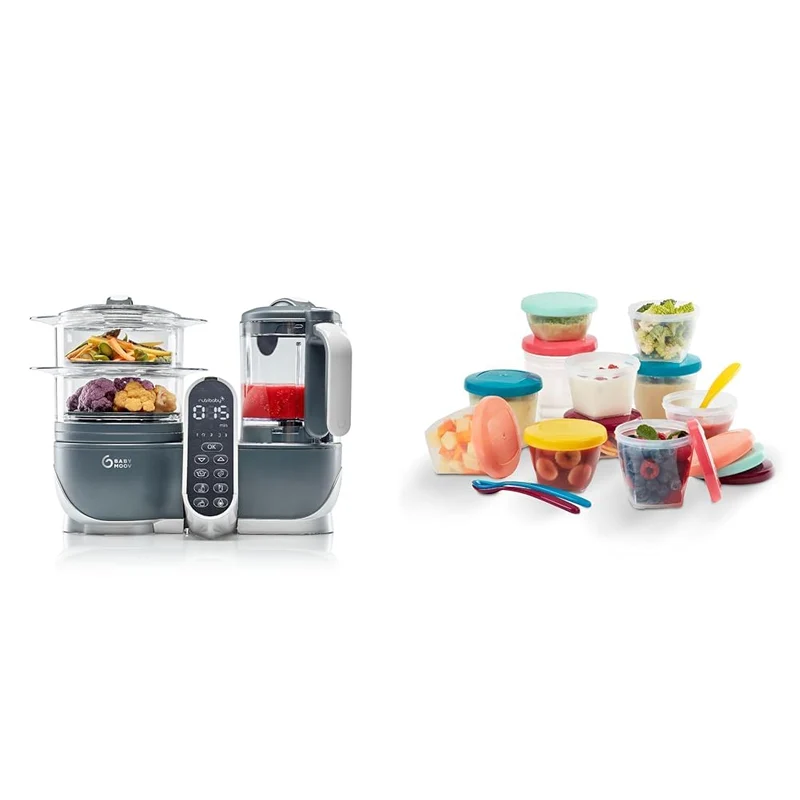 Babymoov Nutribaby Plus industrial grey Babynahrungszubereiter inkl. Babybols Aufbewahrungsbehälter-