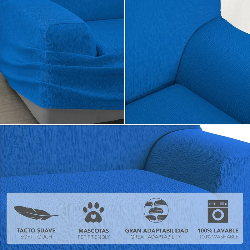 Martina Home Elastischer Sofabezug Modell Emilia 3 Plätze Königsblau (Azul ELÉCTRICO), 3 Plätze Köni
