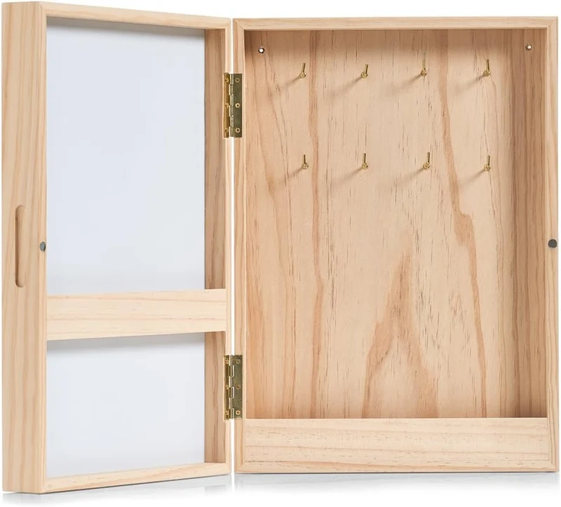 Zeller 15142 Schlüssel-/Memo-Box mit Whiteboard, Holz Schlüsselkasten, Holz, Weiss, 42 x 30 x 8 cm