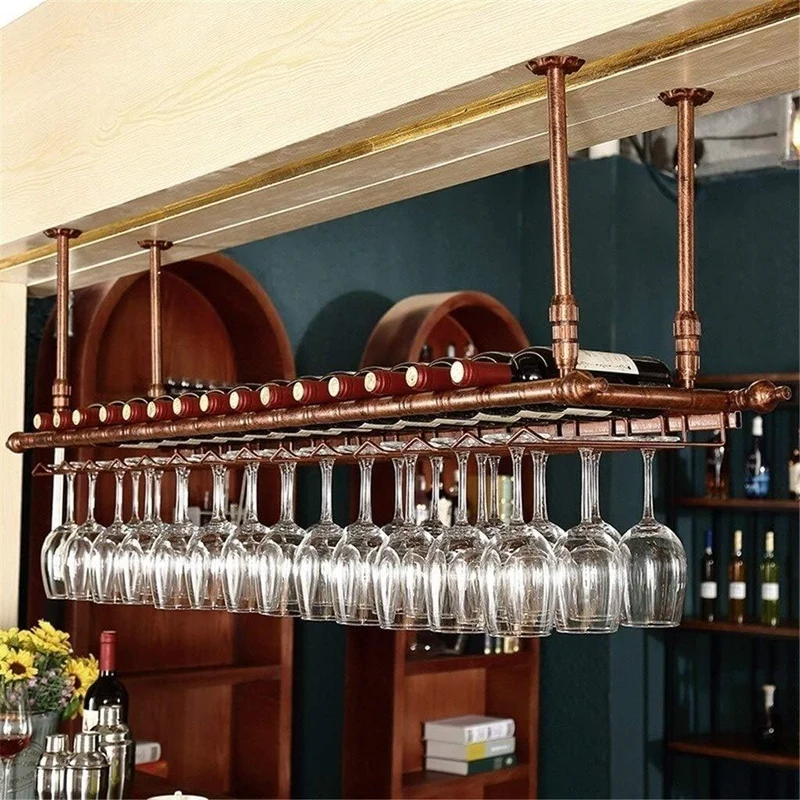 N / A Decke Weinregal LINLINZ Weinregal Flaschenregal Für 11 Flaschen 30 Becher Aufhängen, Flaschens