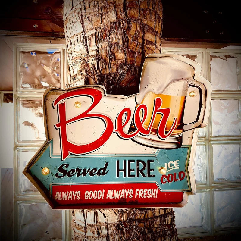 Leuchtschild Retro-Schild Wandschild im Vintage-Stil LED Schild für Bar Bier Dekoschild Zubehör für