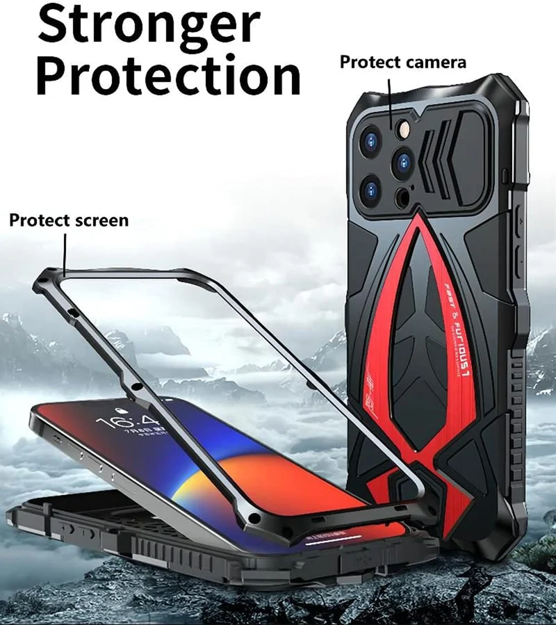 CeeEee kompatibel mit iPhone 13 Pro Max 2021 Outdoor Schutzhülle Cover Integrierte Stossfeste Metall