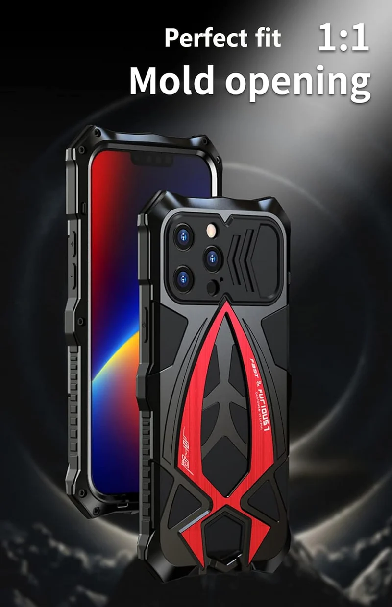 CeeEee kompatibel mit iPhone 13 Pro Max 2021 Outdoor Schutzhülle Cover Integrierte Stossfeste Metall