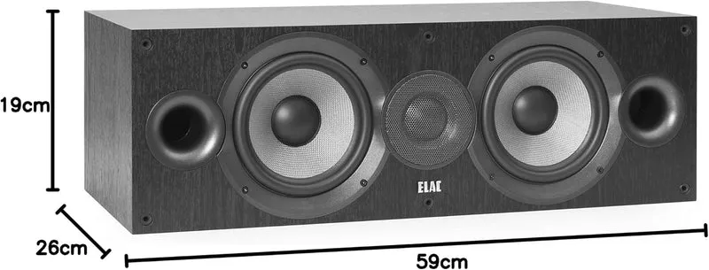 ELAC Debut 2.0 Center-Lautsprecher C6.2, Box für Musikwiedergabe über Stereo-Anlage, 5.1 Surround-So