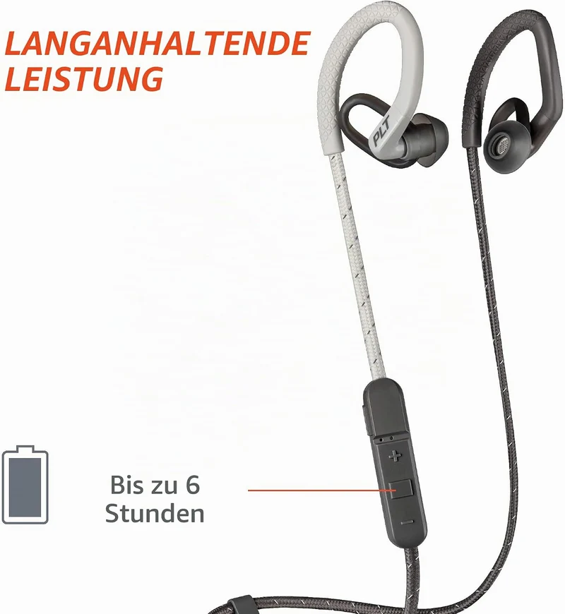 Plantronics BACKBEAT FIT 350 Bluetooth V 4.1 Sport Headset/Kopfhörer, In-Ear Schwarz/Grau Schwarz -