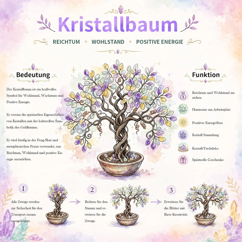mookaitedecor Natürlicher Amethyst & Citrin & Rosenquarz & Bergkristall-Baum mit Amethyst-Cluster-Kr