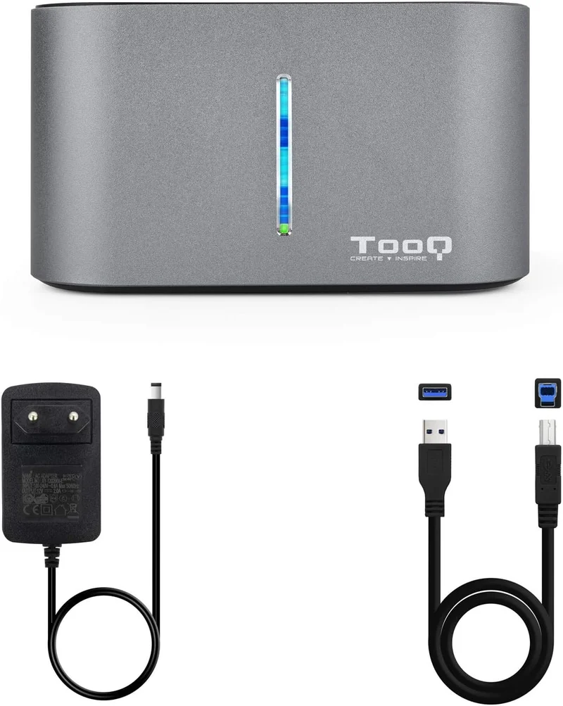 TOOQ TQDS-805G – Dockingstation mit Dual-SATA-Schacht für 2,5-Zoll- und 3,5-Zoll-Laufwerke, USB 3.0