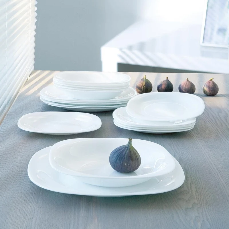 Luminarc Neo Carine Tafelservice aus Opalglas für 6 Personen, 18-teilig, extra robust, weiss, neues
