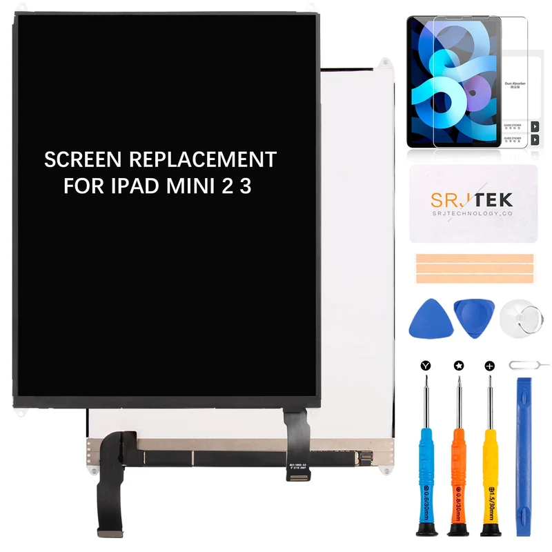 SRJTEK LCD-Bildschirm Ersatz für IPad Mini 2 3 A1489 A1490 A1491 A1599 A1560 Reparatursatz für LCD-P