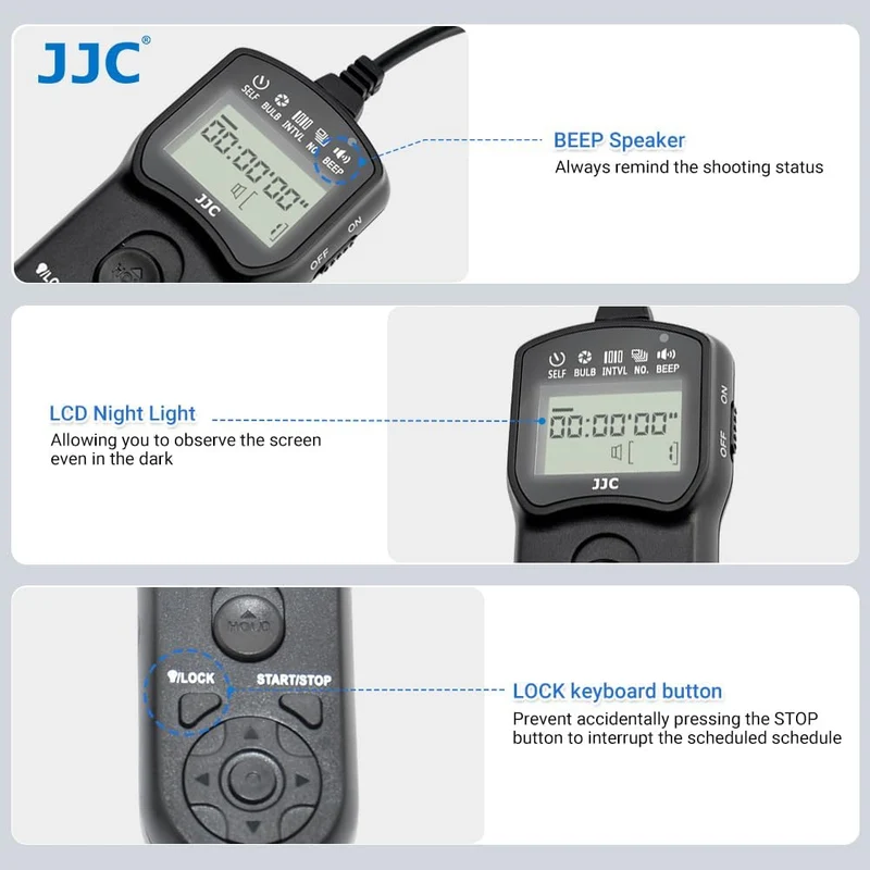 JJC Timer Fernbedienung mit Stativ Halter Klemme für Sony Alpha ZV-1 A6600 A6500 A6300 A7IV A7III A7