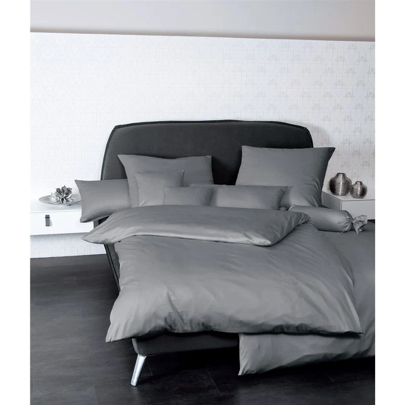 Janine Mako Satin Bettwäsche Uni Colors 135 x 200 cm Graphit 135 cm x 200 cm Graphit, 135 cm x 200 c