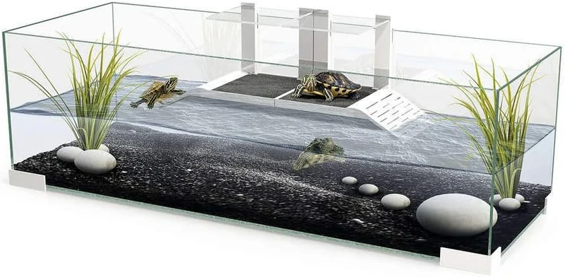 Tartarium 80 Schildkröten Terrapin Reptilien-Glastank mit 2 x Rampe