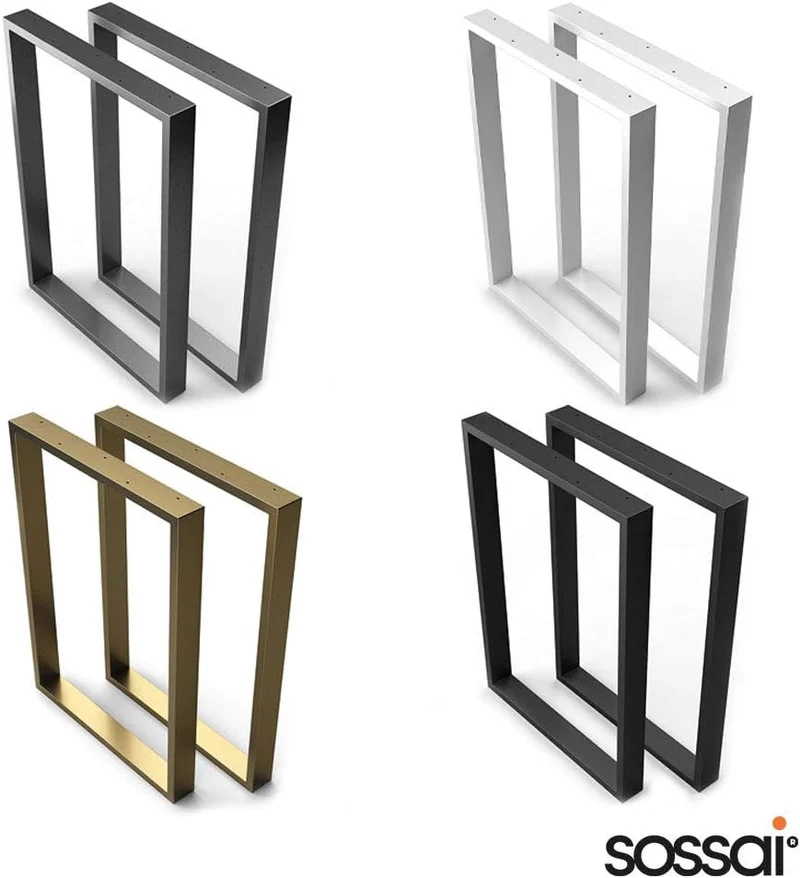 sossai® Stahl Tischkufen (pulverbeschichtet) TKK1 | Farbe: Schwarz | 2 Stück | Breite 70 cm x Höhe 7