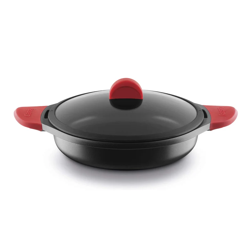Castey Fundix Flache Kasserolle / 28 cm / mit Deckel 30 cm / Perfekte Wärmeverteilung / Sicheren und