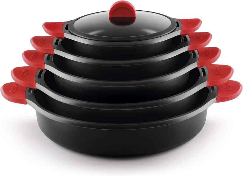 Castey Fundix Flache Kasserolle / 28 cm / mit Deckel 30 cm / Perfekte Wärmeverteilung / Sicheren und