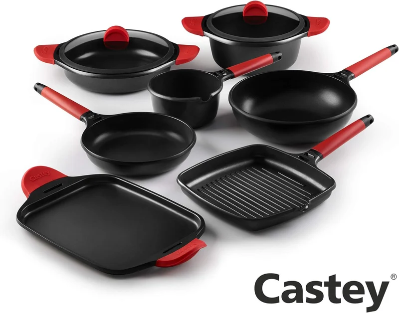 Castey Fundix Flache Kasserolle / 28 cm / mit Deckel 30 cm / Perfekte Wärmeverteilung / Sicheren und