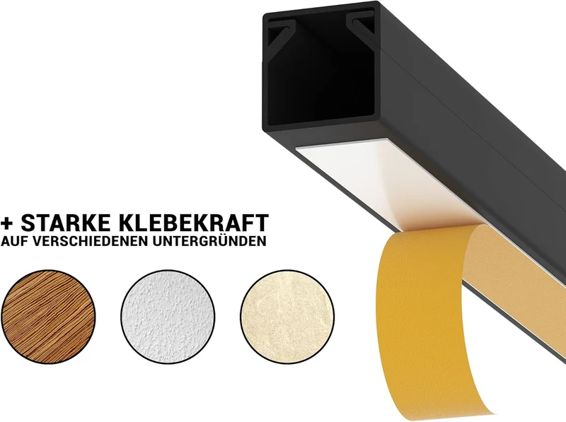 CILSON Kabelkanal 20 m | 20x 1 m Lang, 16x16 mm Breite x Höhe, Schwarz, Selbstklebend, Wand- und Dec