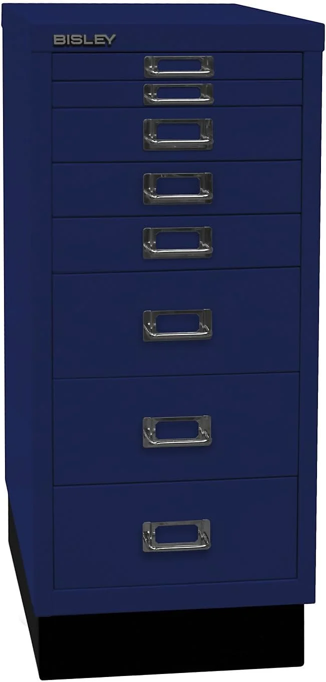 BISLEY MultiDrawer, 29er Serie mit Sockel, DIN A4, 8 Schubladen, Metall, 639 Oxfordblau, 38 x 27.9 x