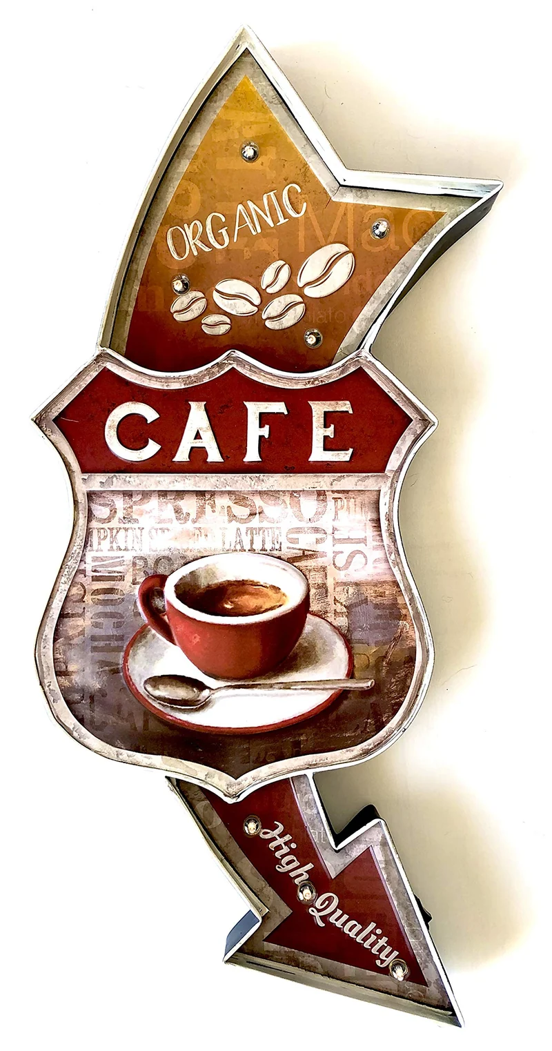 DiiliHiiri Leuchtschild Retro-Schild Wandschild im Vintage-Stil LED Schild für Cafe Pub Dekoschild Z