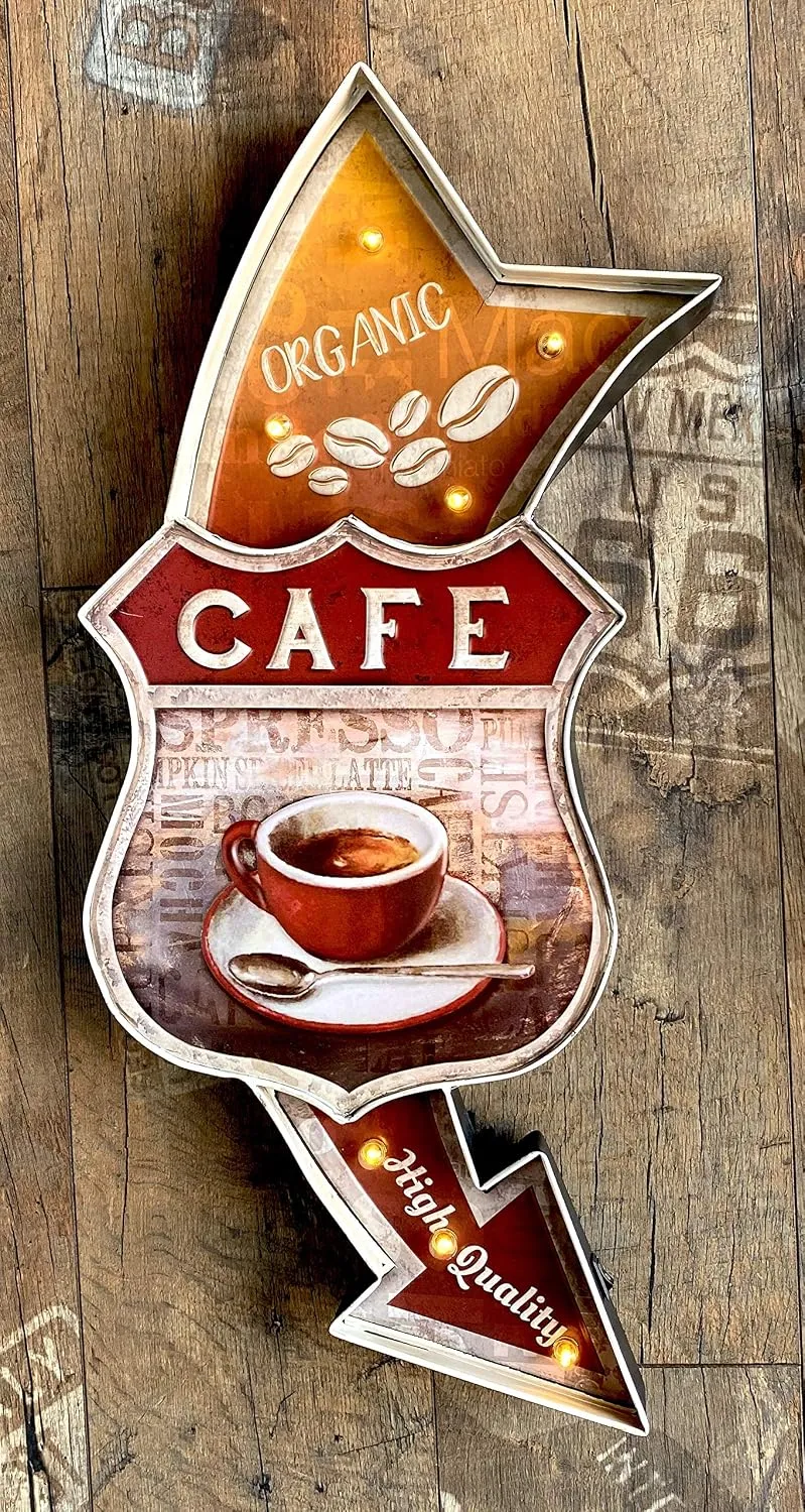 DiiliHiiri Leuchtschild Retro-Schild Wandschild im Vintage-Stil LED Schild für Cafe Pub Dekoschild Z